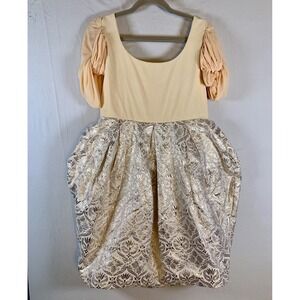 Payal Singhal Silk Gold Brocade Bubble Dress sz 8 Vintage Indian Designer Party